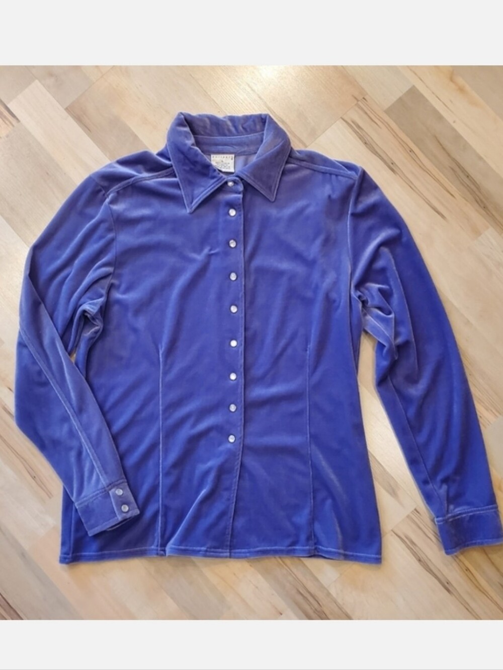 VINTAGE Partners from Mervyns Velvet Button up Shirt Periwinkle Blue Sz XL